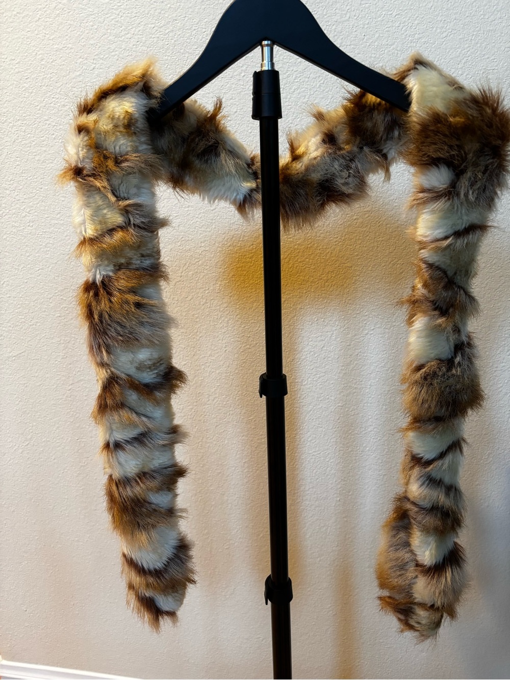Faux Fur Scarf Stole - Brown & Cream